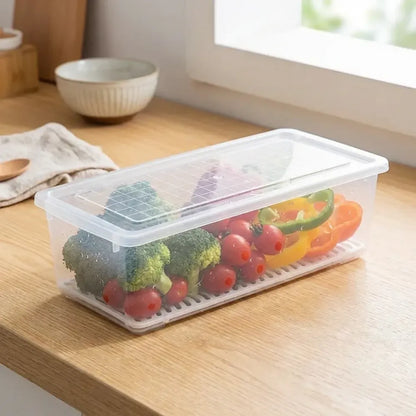 Fridge storage container with drain plate - home & kitchen