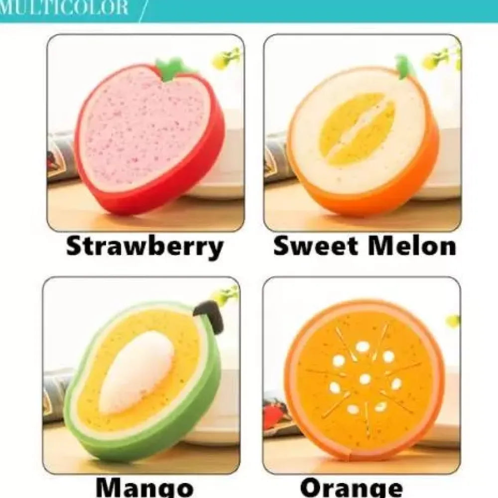Fruit-shaped cleaning sponges