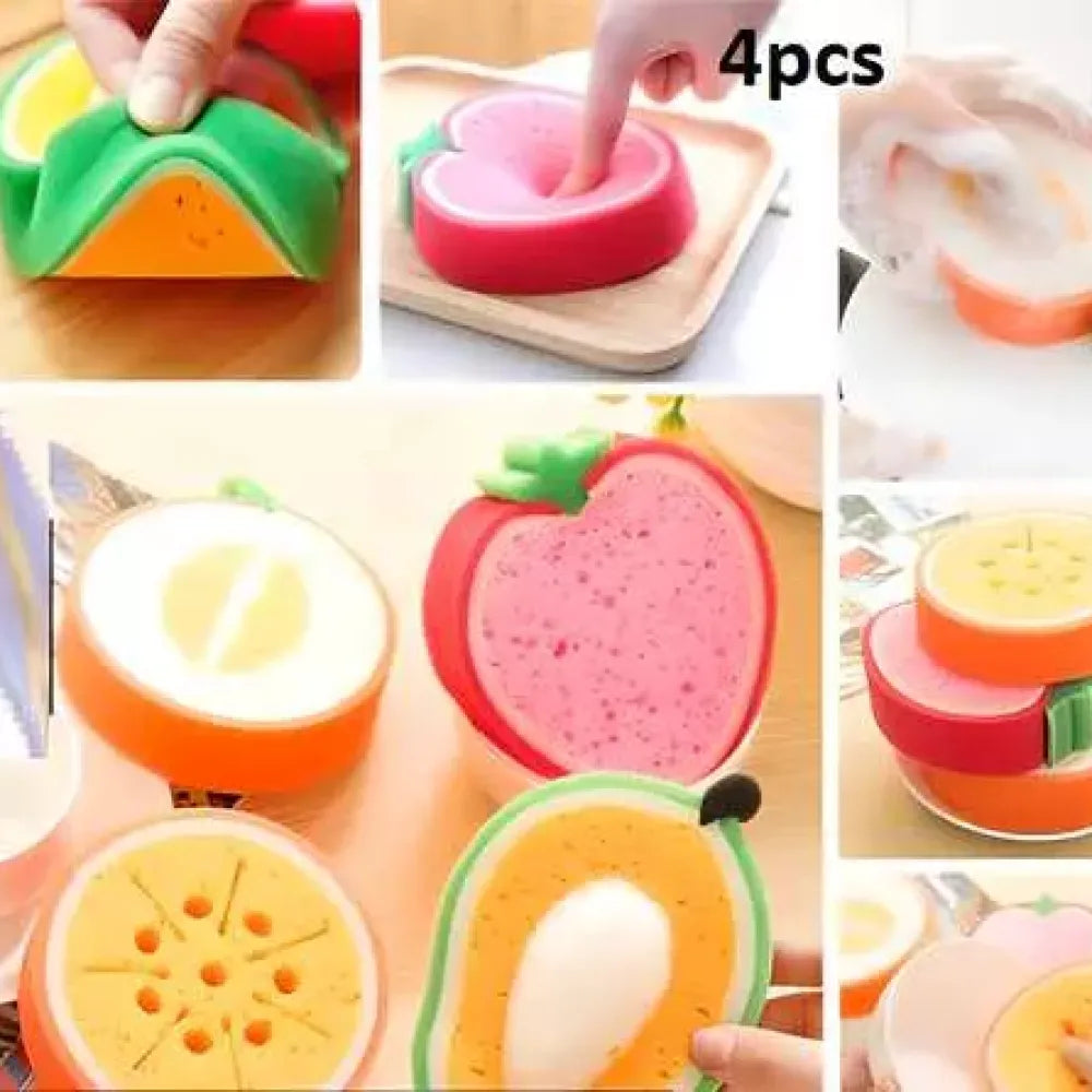 Fruit-shaped cleaning sponges
