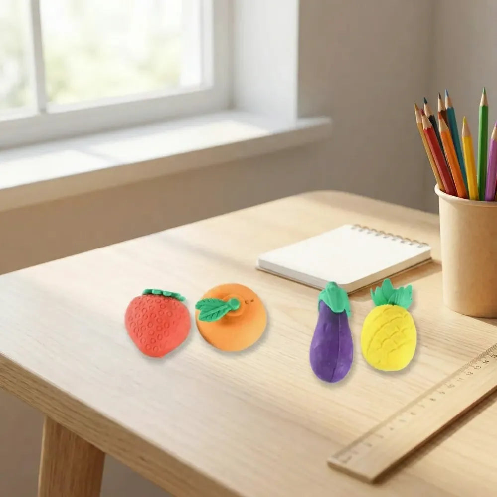 Fruit & veggie erasers (4-pack) - office