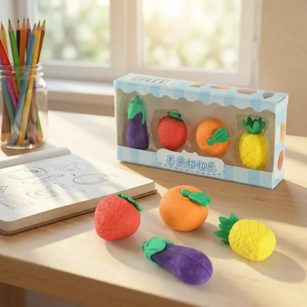 Fruit & veggie erasers (4-pack) - office