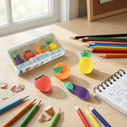 Fruit & veggie erasers (4-pack) - office