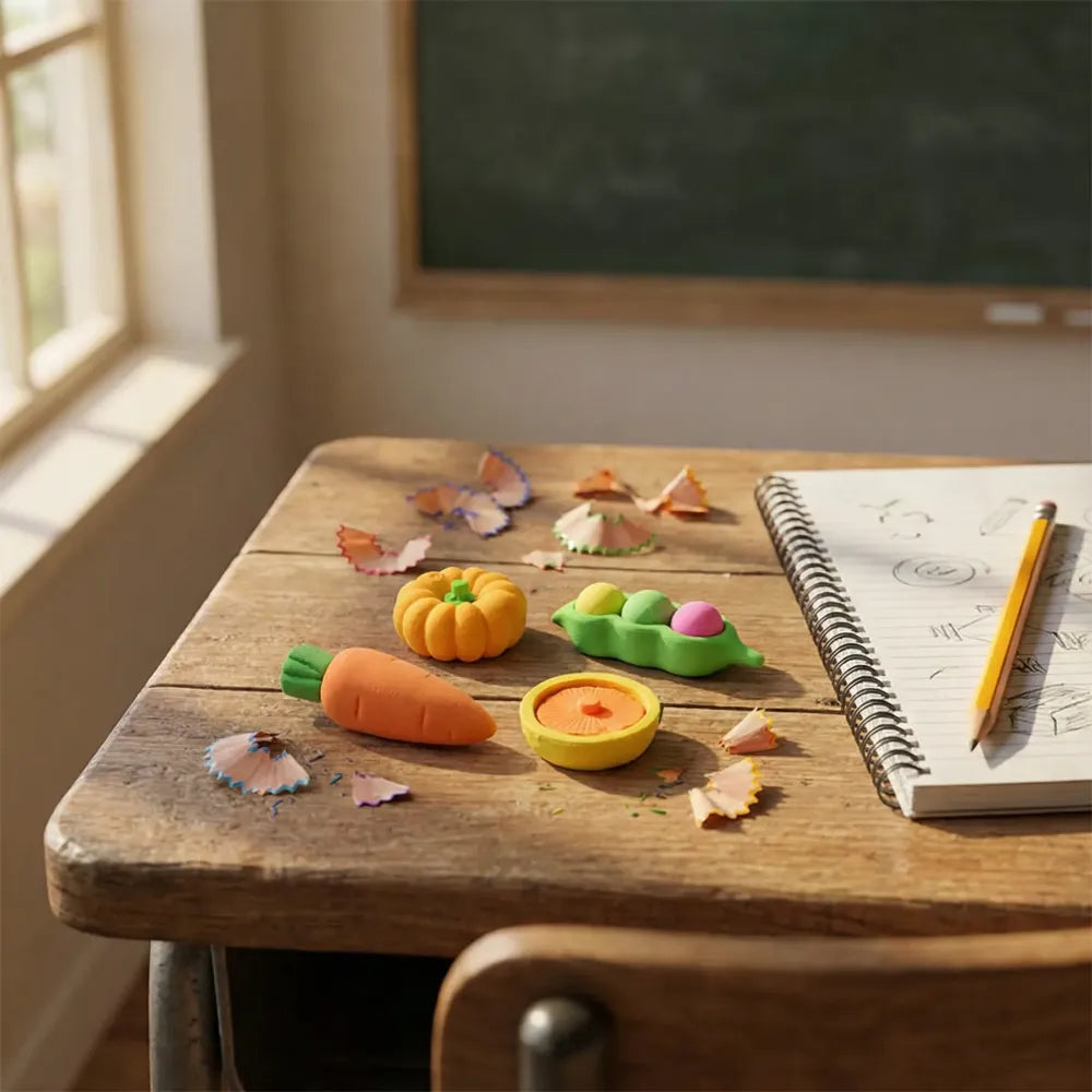 Fun 3d character erasers - office