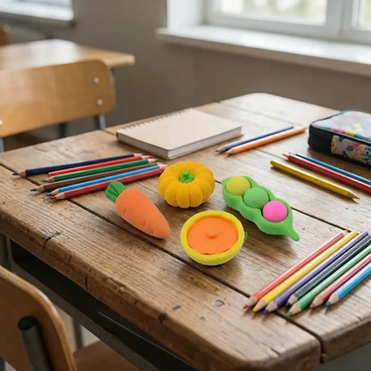 Fun 3d character erasers - office