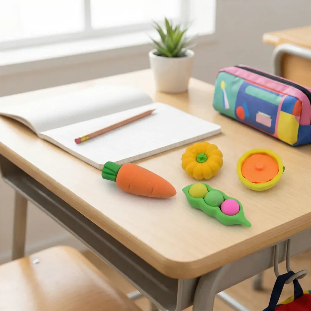 Fun 3d character erasers - office