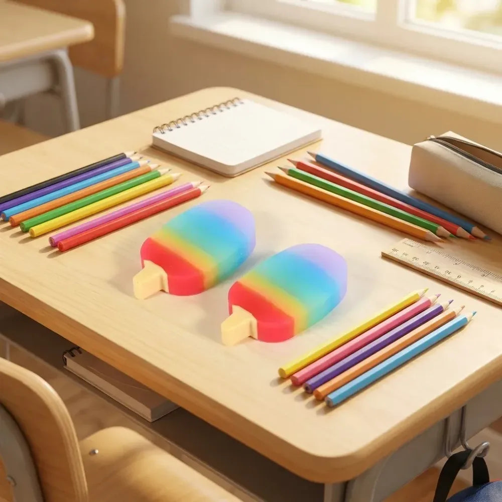 Fun jelly popsicle erasers - office
