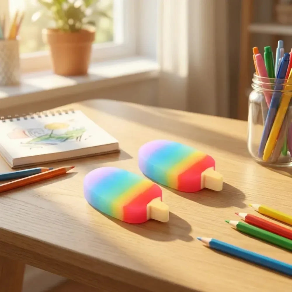 Fun jelly popsicle erasers - office