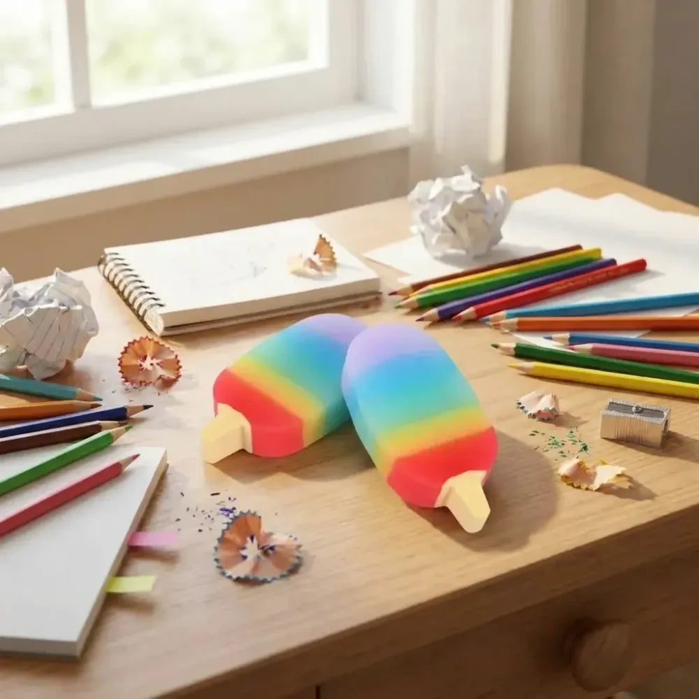 Fun jelly popsicle erasers - office