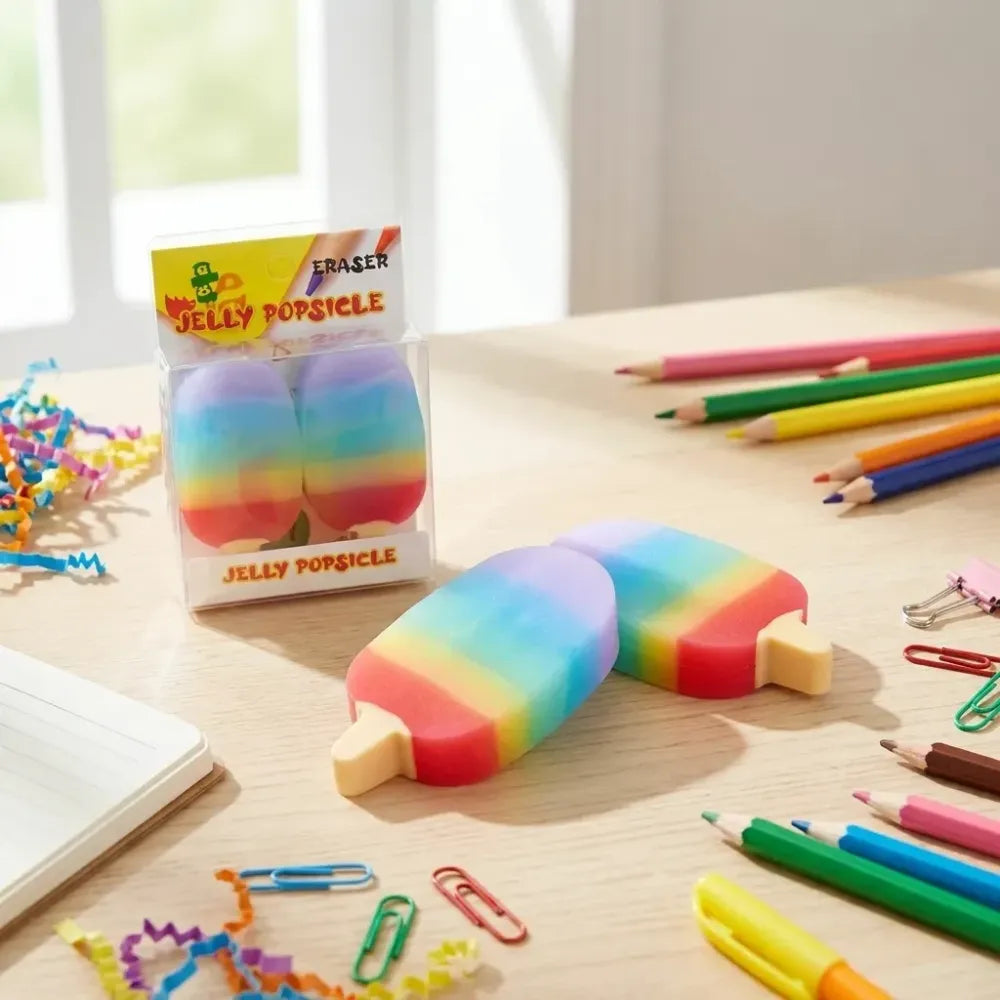 Fun jelly popsicle erasers - office