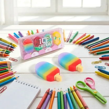 Fun jelly popsicle erasers - office