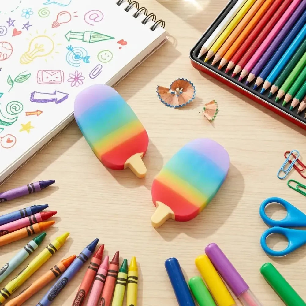 Fun jelly popsicle erasers - office