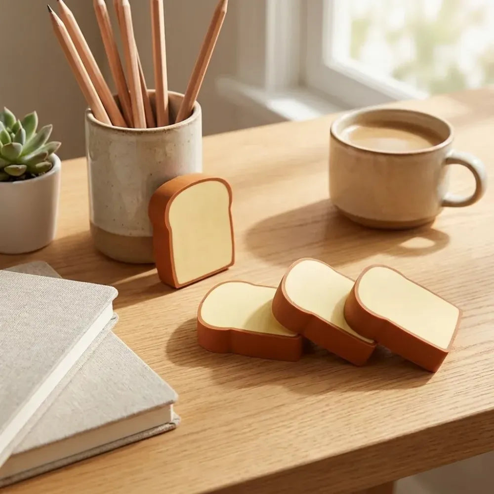Fun toast bread erasers - office