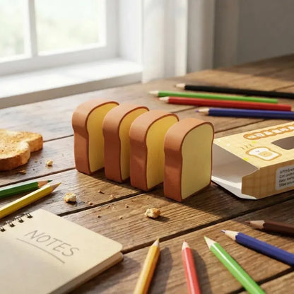 Fun toast bread erasers - office
