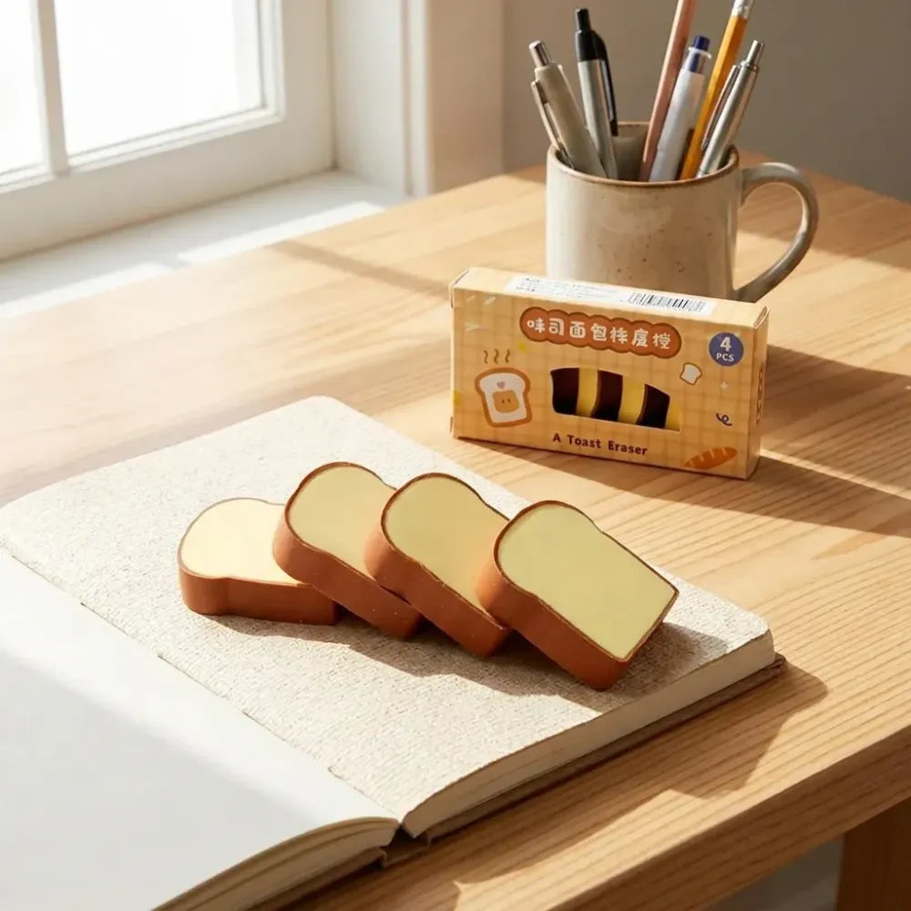Fun toast bread erasers - office