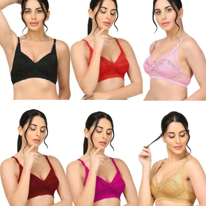 Girls full coverage non-padded net bra (pack of 2)