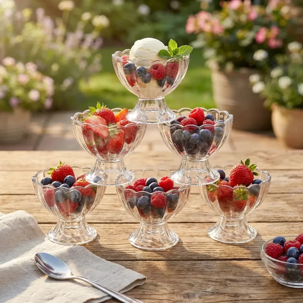 Glass dessert bowl set – 6 pcs - home & kitchen