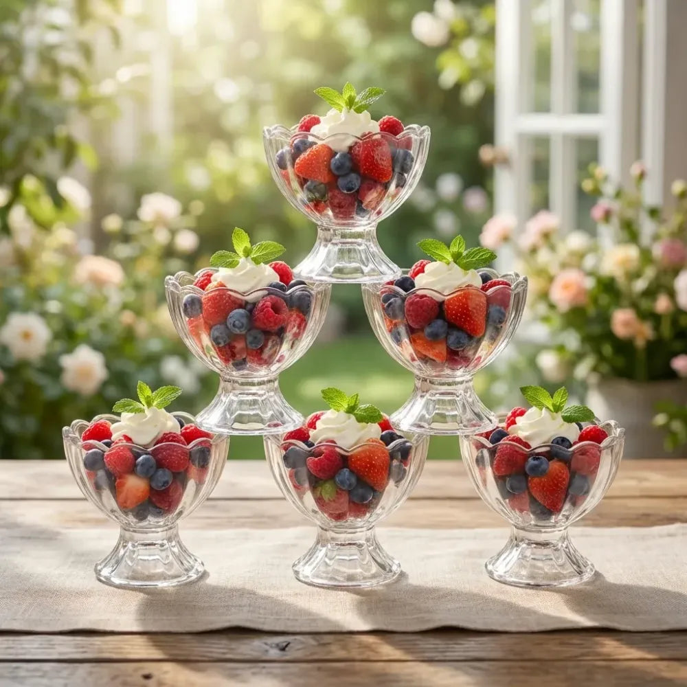 Glass dessert bowl set – 6 pcs - home & kitchen