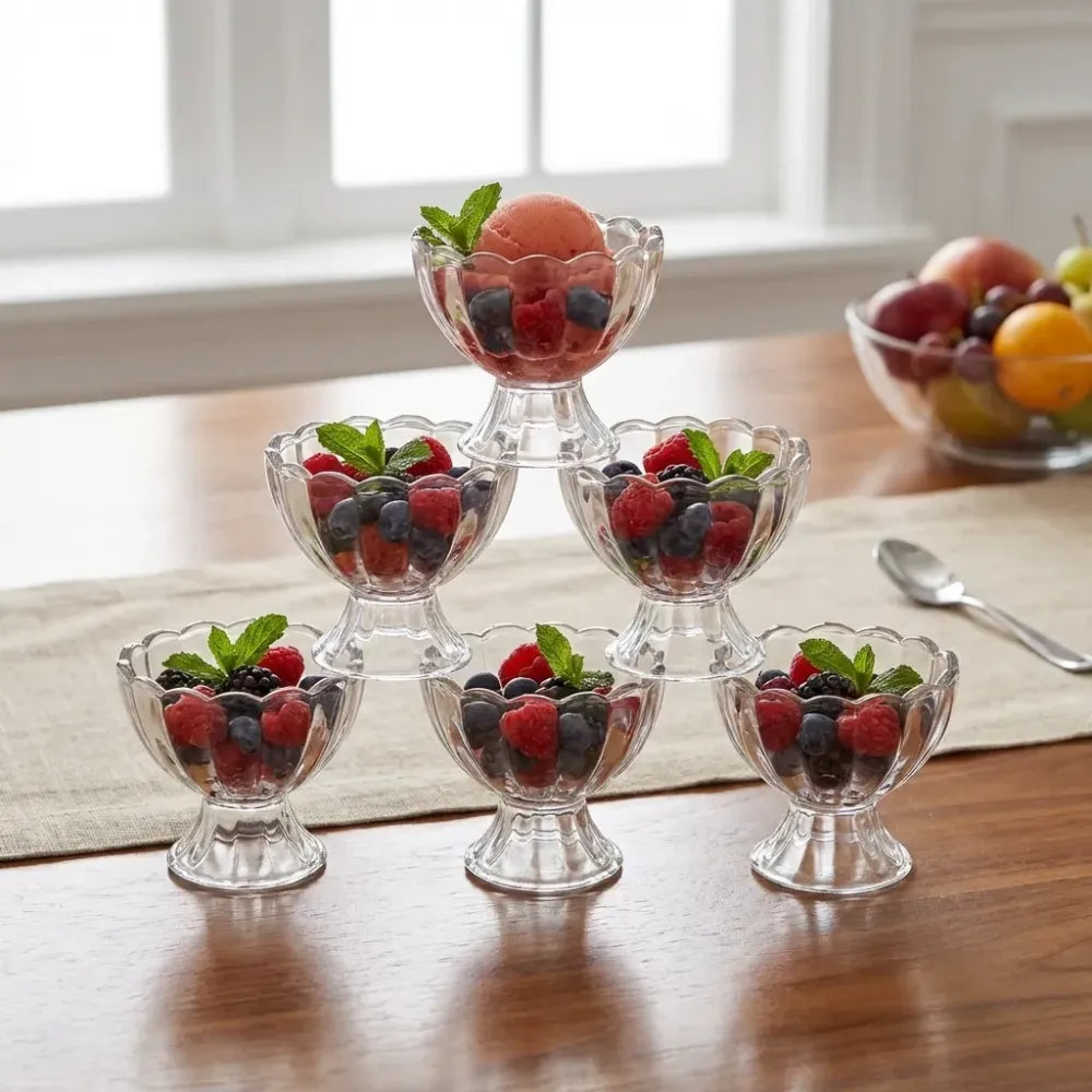 Glass dessert bowl set – 6 pcs - home & kitchen