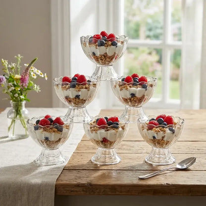 Glass dessert bowl set – 6 pcs - home & kitchen