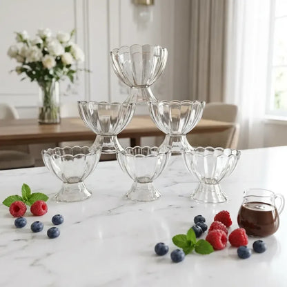 Glass dessert bowl set – 6 pcs - home & kitchen