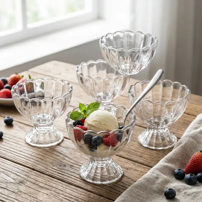 Glass dessert bowl set – 6 pcs - home & kitchen