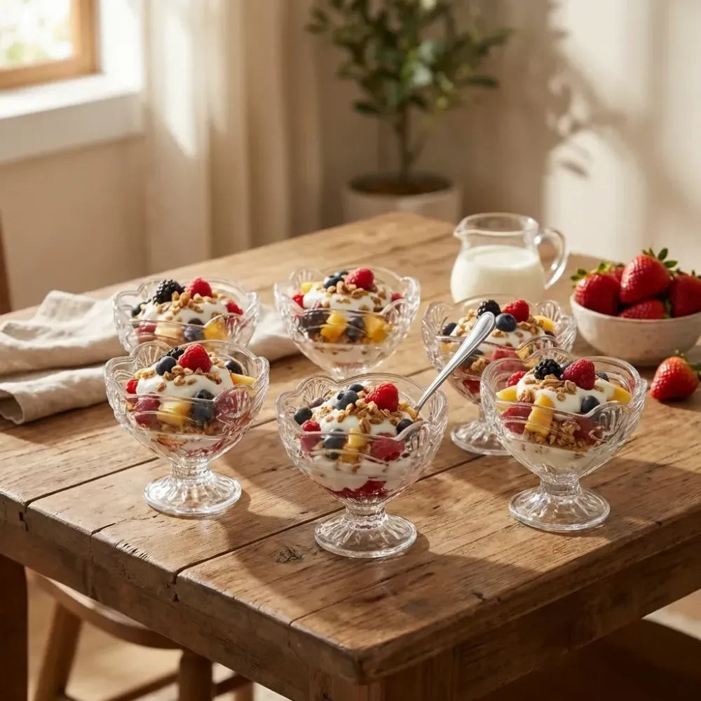 Glass dessert cup set – 6 pcs - home & kitchen