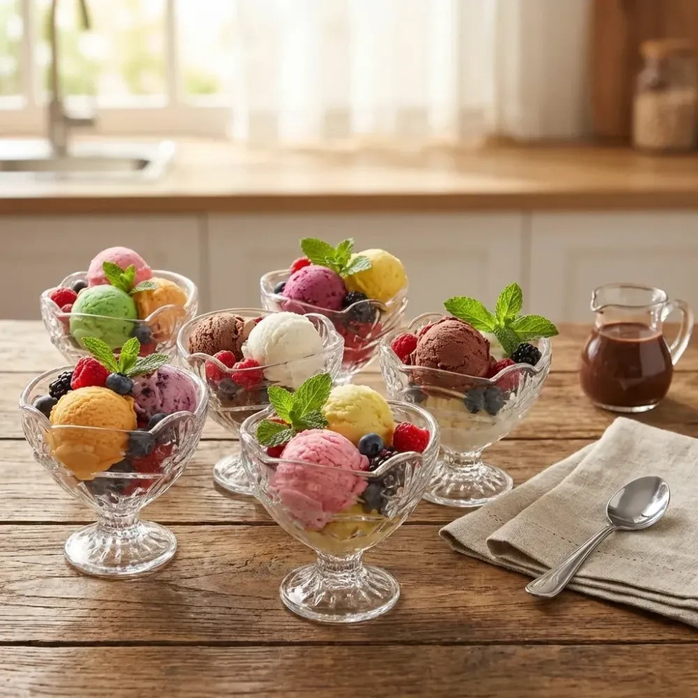 Glass dessert cup set – 6 pcs - home & kitchen