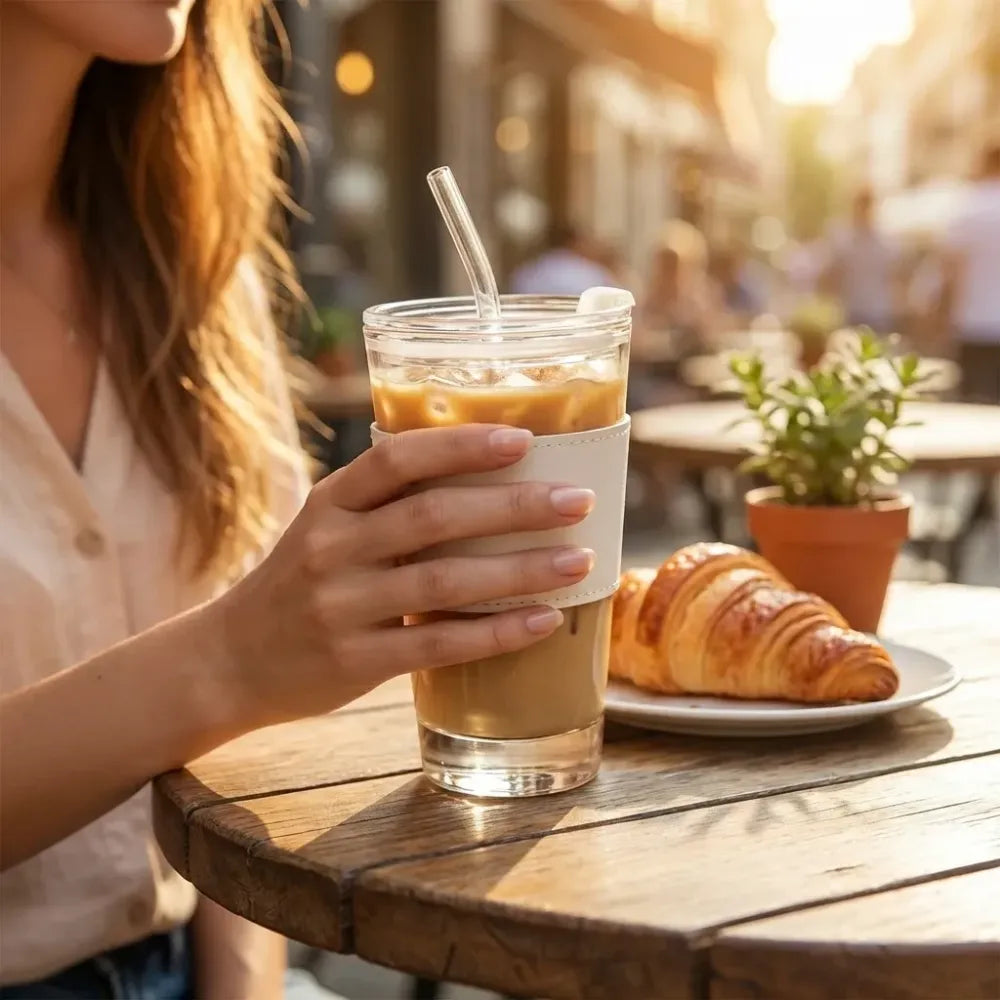 Glass tumbler with straw – pack of 1