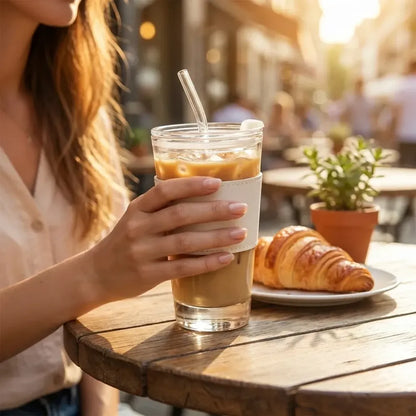 Glass tumbler with straw – pack of 1