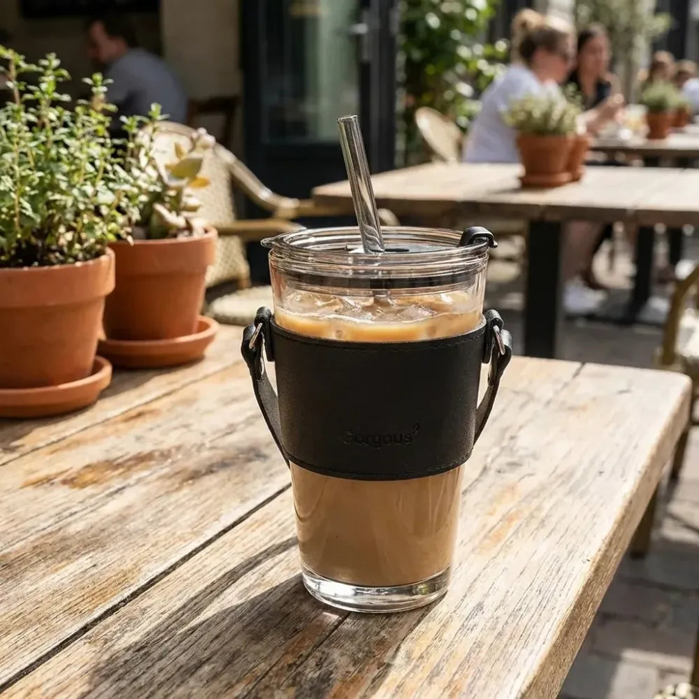 Glass tumbler with straw – pack of 1