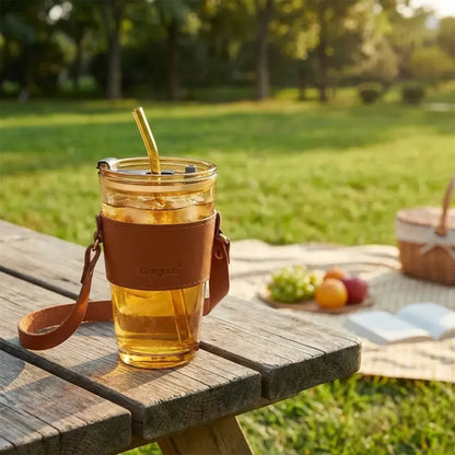 Glass tumbler with straw – pack of 1