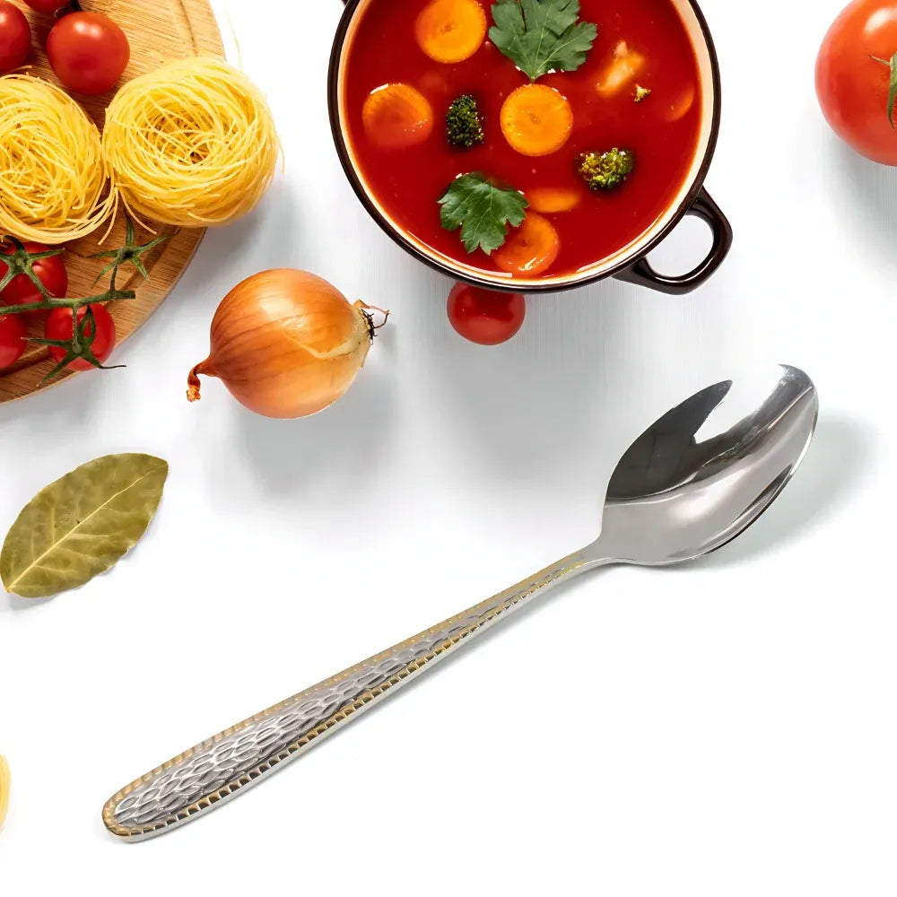 Gold-bordered stainless steel spoons - home & kitchen