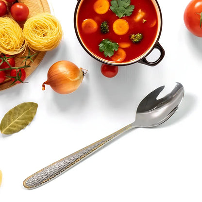 Gold-bordered stainless steel spoons - home & kitchen