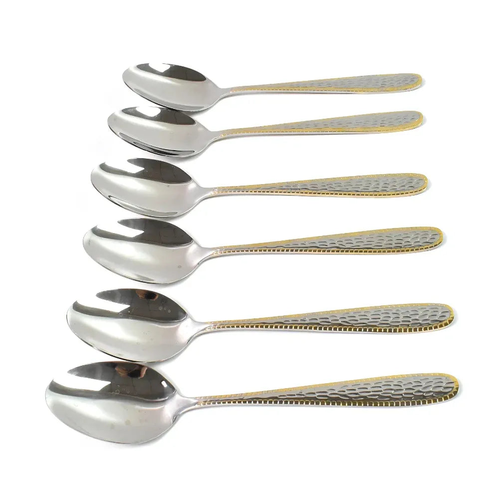 Gold-bordered stainless steel spoons - home & kitchen