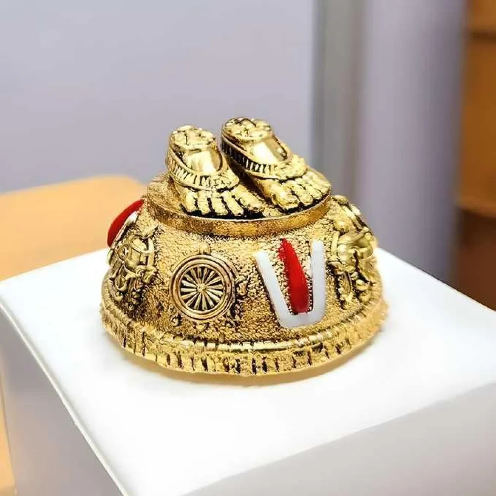 Gold plated antique lord balaji charan paduka