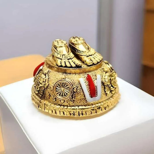 Gold plated antique lord balaji charan paduka