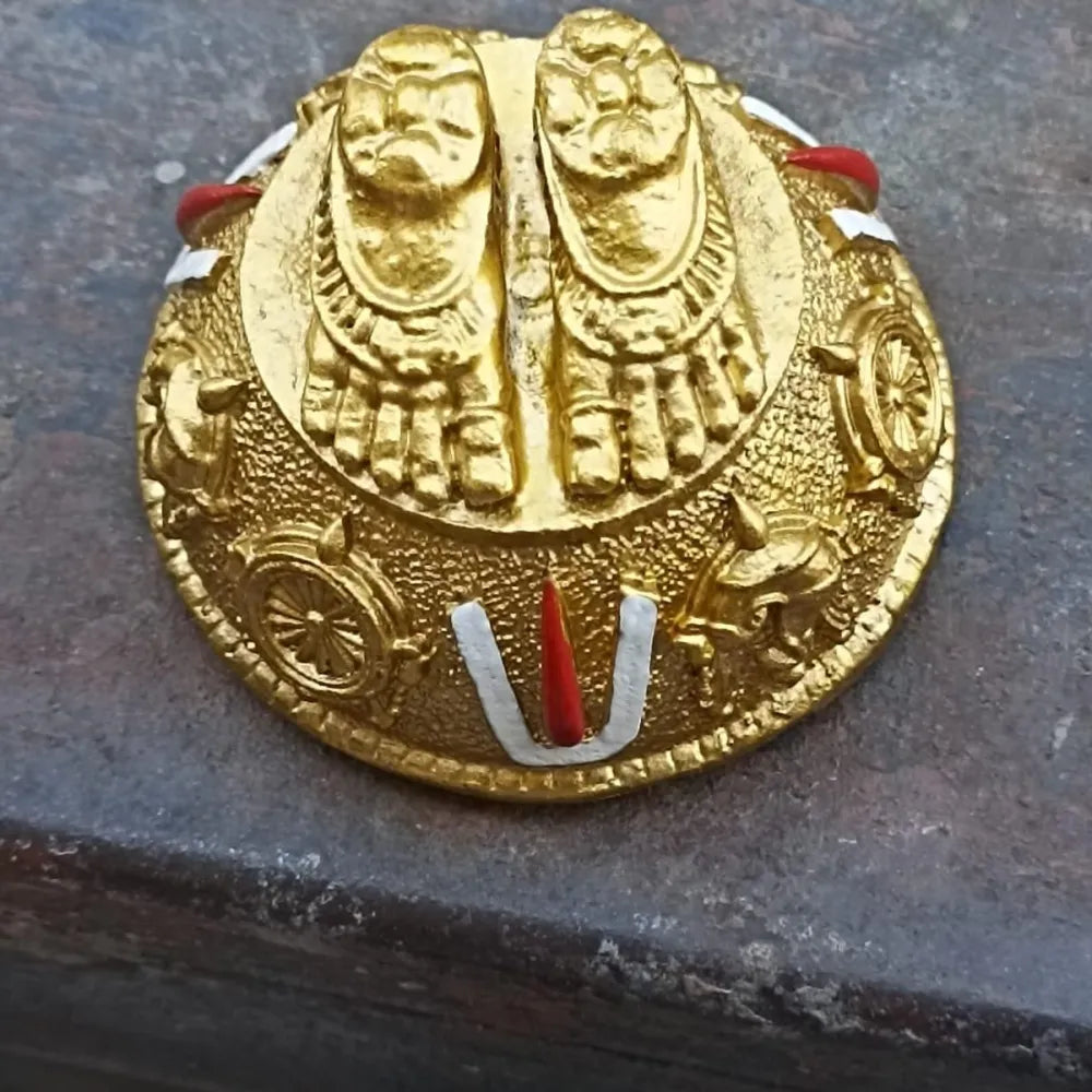Gold plated antique lord balaji charan paduka