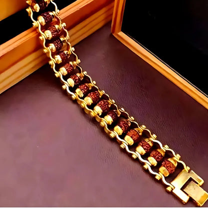 Gold plated rudraksha bracelet for men