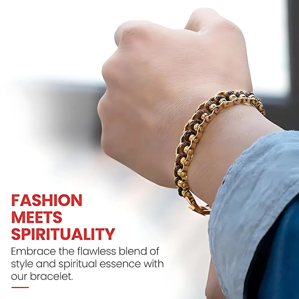 Gold plated rudraksha bracelet for men