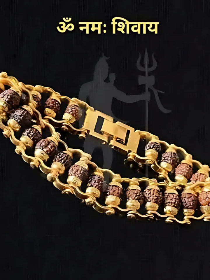 Gold Plated Rudraksha Bracelet for Men
