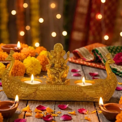 Golden ganesha diya - home essentials