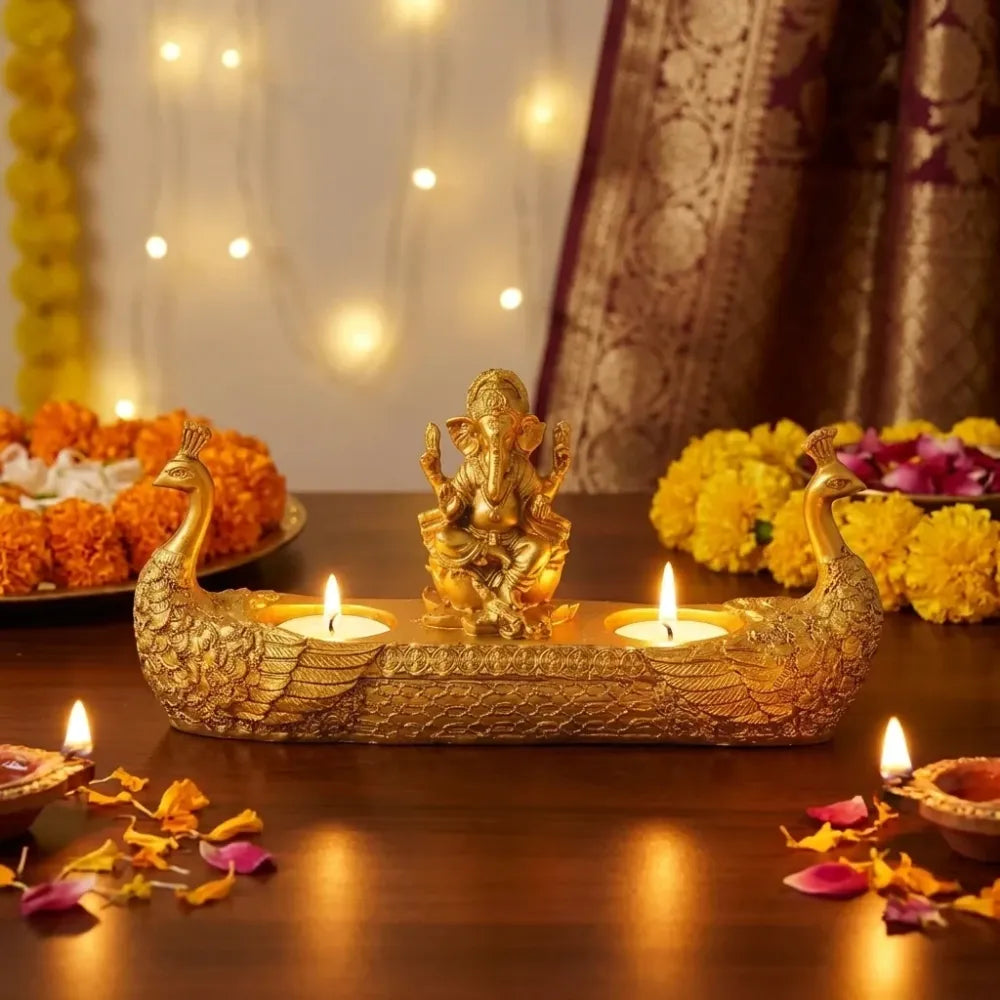 Golden ganesha diya - home essentials