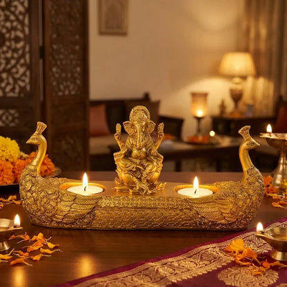 Golden ganesha diya - home essentials