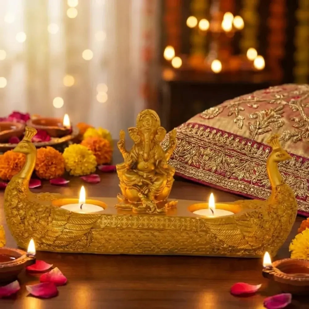 Golden ganesha diya - home essentials