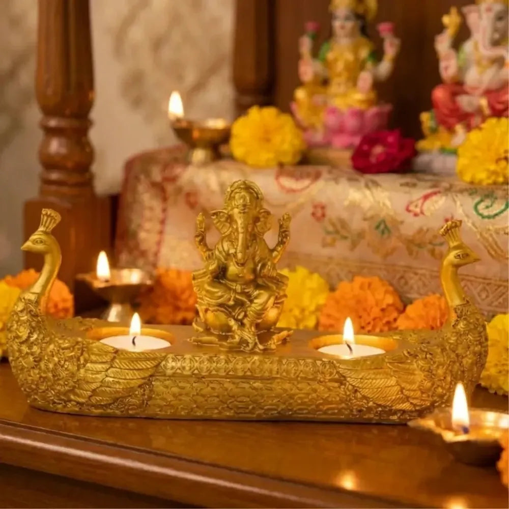 Golden ganesha diya - home essentials