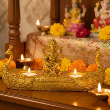 Golden ganesha diya - home essentials