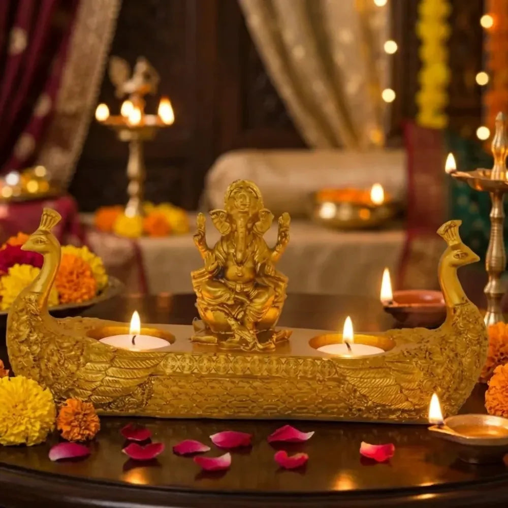 Golden ganesha diya - home essentials
