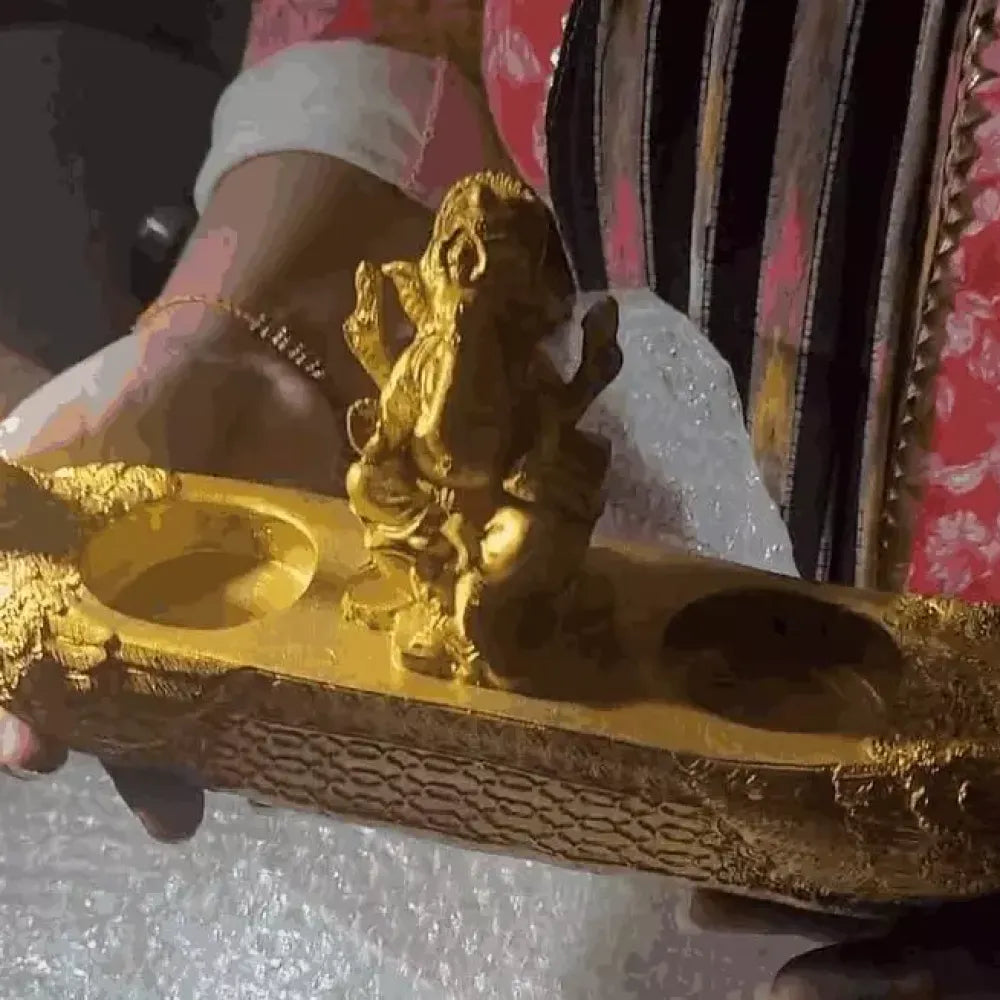 Golden ganesha diya - home essentials