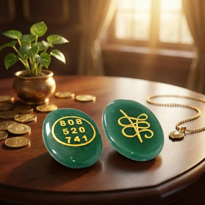 Green jade money magnet coin