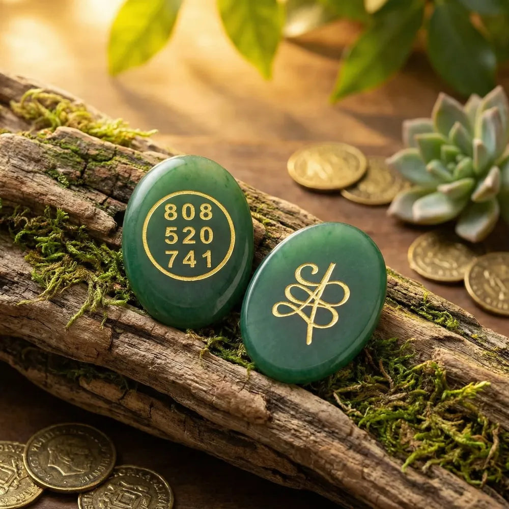 Green jade money magnet coin
